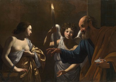 Der heilige Petrus besucht die heilige Agatha im Gefängnis von Simon Vouet